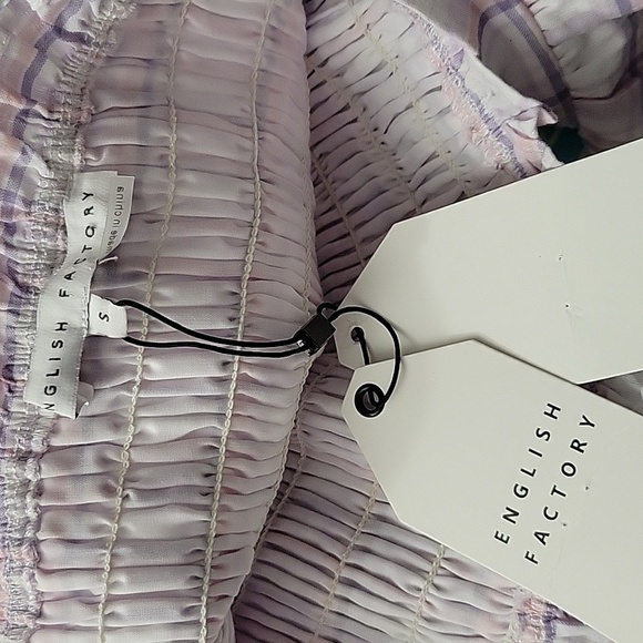 NWT English Factory Plaid Midi Dress Size Small White Pink Purple - Picture 10 of 11